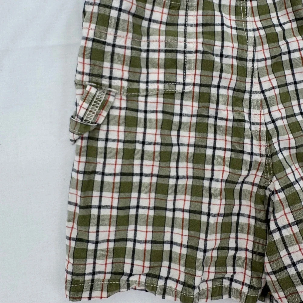 Vtg Y2K OshKosh Bgosh Kids Green Plaid Overalls Size 18 Months Cotton Shortalls
